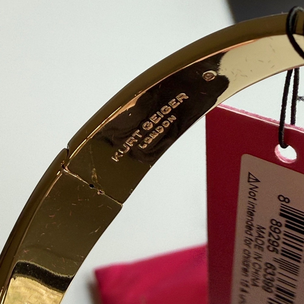 NWT Kurt Geiger Rainbow Crystal Eagle Hinged Bangle Gold Tone Cuff Bracelet - Picture 5 of 10